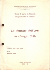 La dottrina dell'arte in Giorgio Colli Frontespizio tesi