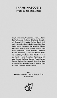 Trame nascoste. Studi su Giorgio Colli Copertina libro "Trame nascoste. Studi su Giorgio Colli"